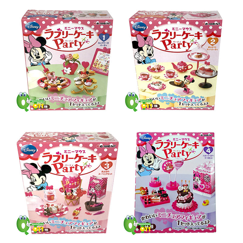 Rare 2012 Re-Ment Disney Minnie Mouse Lovely Cake Party Full Set of 4 pcs