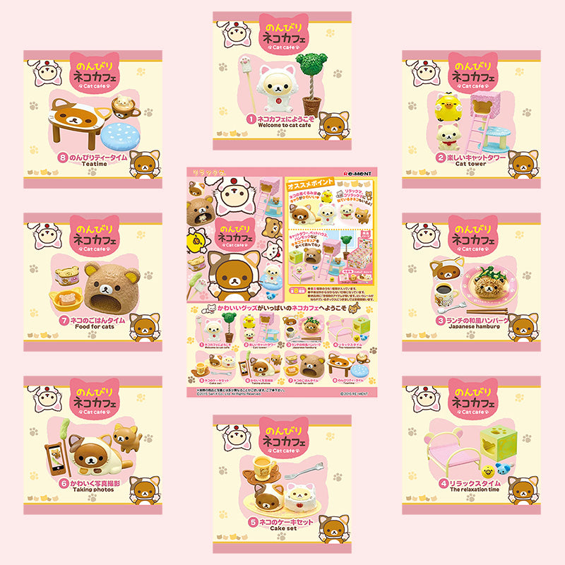 Rare 2015 Re-Ment Rilakkuma Cat Cafe Full Set of 8 pcs <Free Shipping>