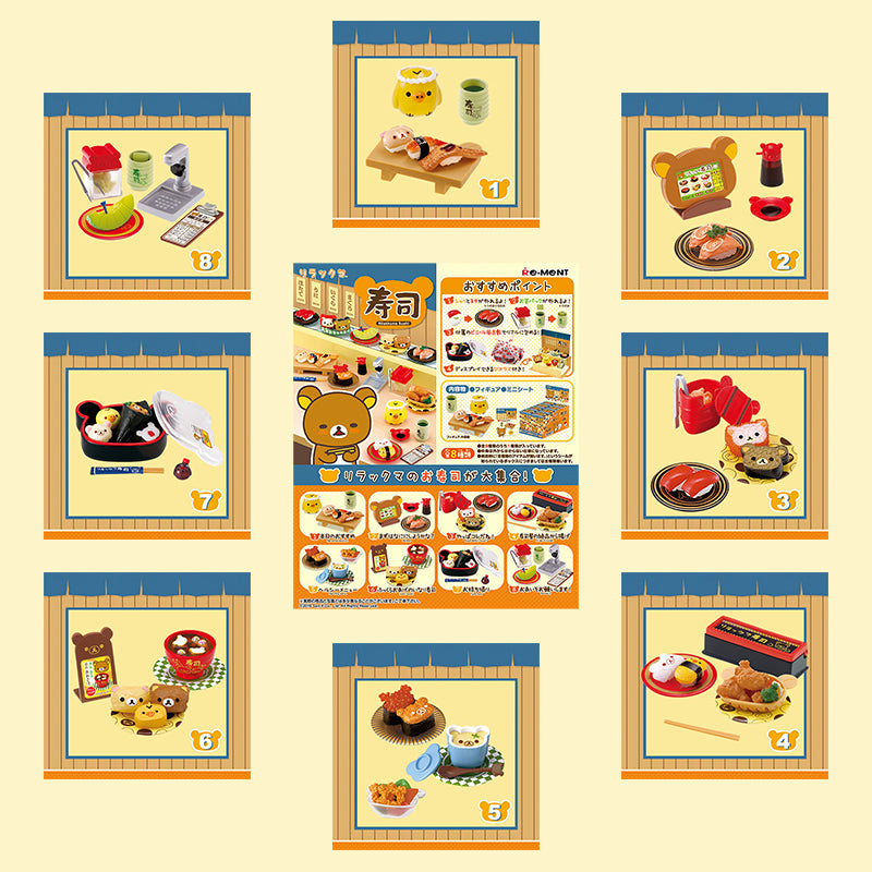 Rare 2016 Re-Ment Rilakkuma Sushi Full Set of 8 pcs <Free shipping (Except the United States)>
