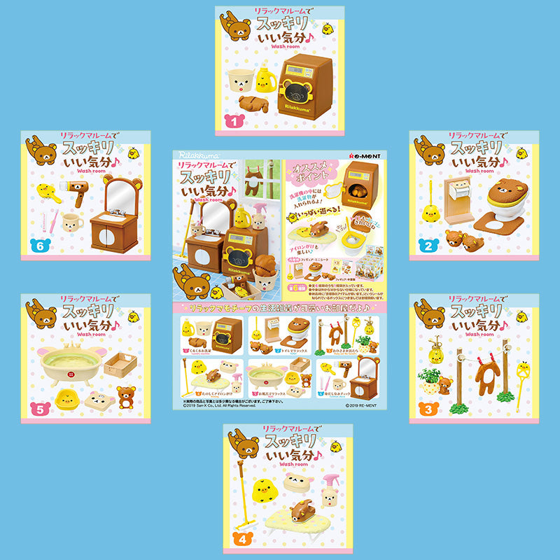 Rare 2019 Re-Ment Rilakkuma Wash Room Full Set of 6 pcs <Free Shipping>