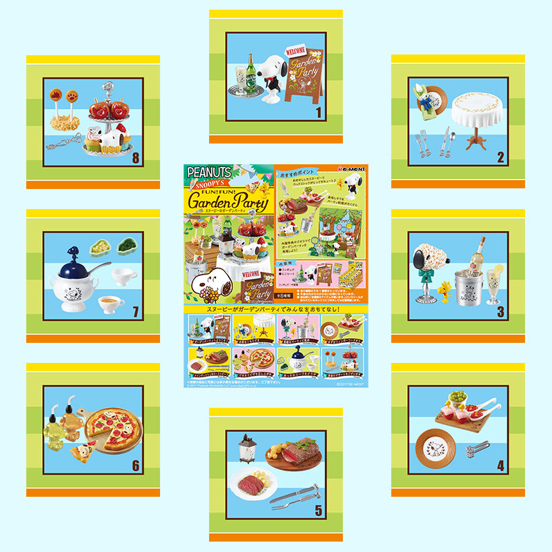 Rare 2017 Re-Ment Snoopy Garden Party Full Set of 8 pcs