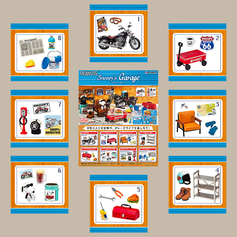 Rare 2022 Re-Ment Snoopy's Garage Full Set of 8 pcs <Free shipping (Except the United States)>