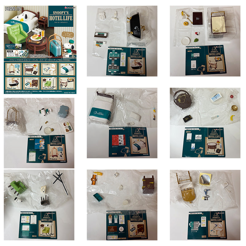 Rare 2021 Re-Ment SNOOPY'S HOTEL LIFE Full Set of 8 pcs <Free shipping (Except the United States)>