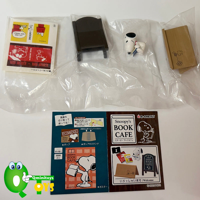 Rare 2023 Re-Ment Snoopy's Book Cafe Full Set of 8 pcs