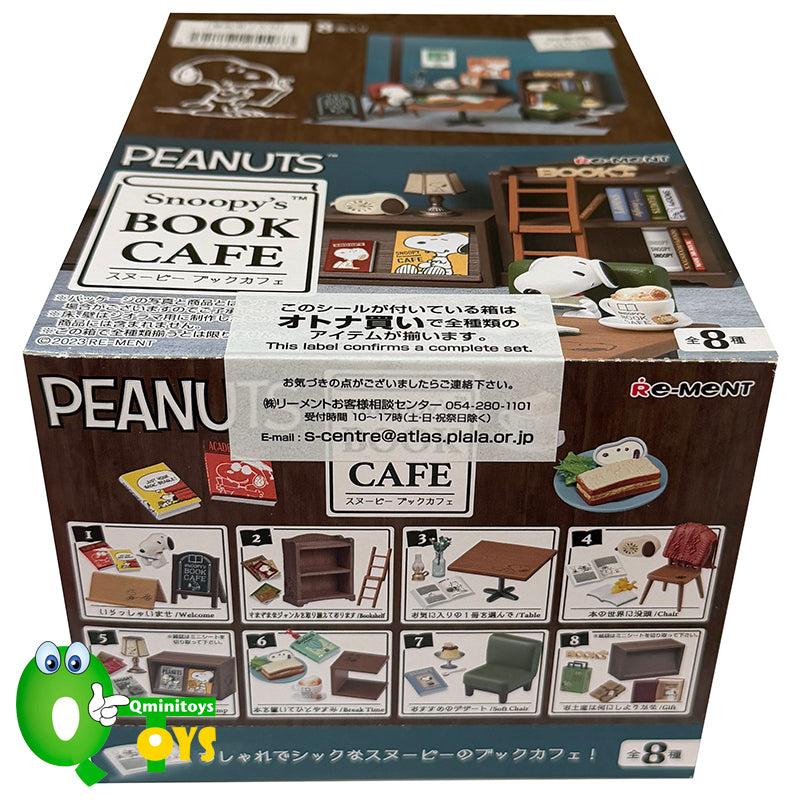 Rare 2023 Re-Ment Snoopy's Book Cafe Full Set of 8 pcs