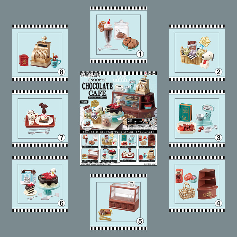 Rare 2018 Re-Ment Snoopy Chocolate Cafe Full Set of 8 pcs <Free shipping (Except the United States)>