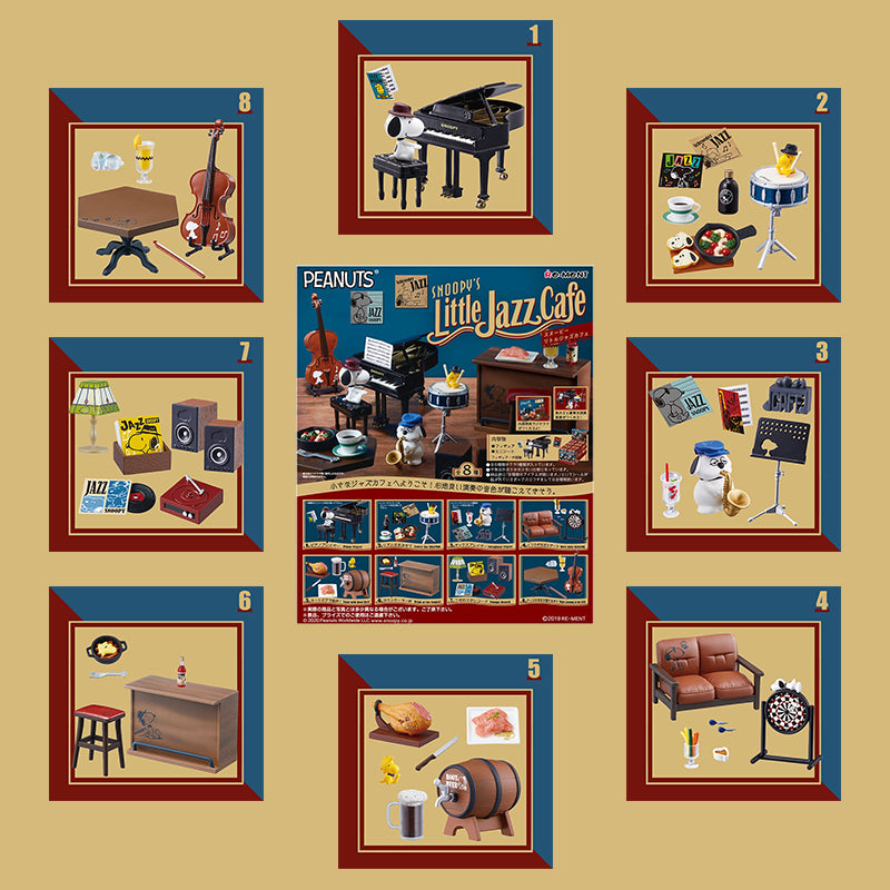 Rare 2019 Re-Ment Snoopy Little Jazz Cafe Full Set of 8 pcs (Outer box not keep in good condition) <Free shipping (Except the United States)>