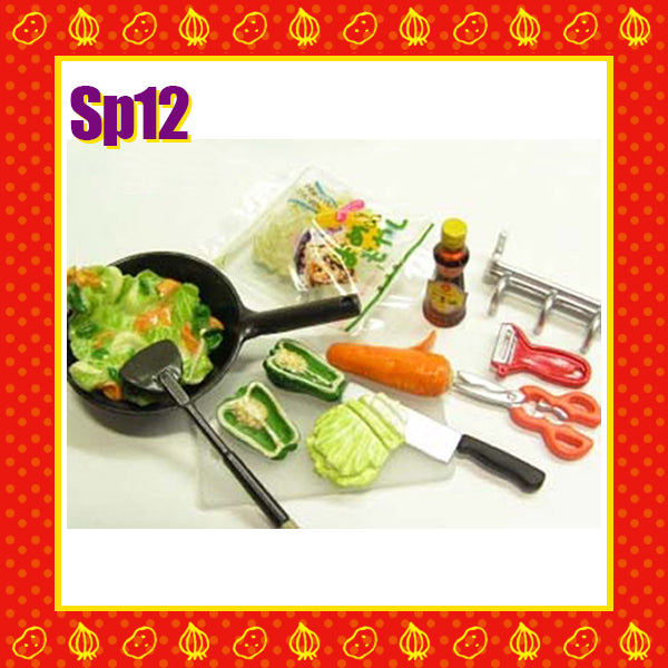 Rare 2005 Re-Ment Mom's Kitchen Secret - Spaghetti with clams / Fried Vegetables <Free shipping (Except the United States)>