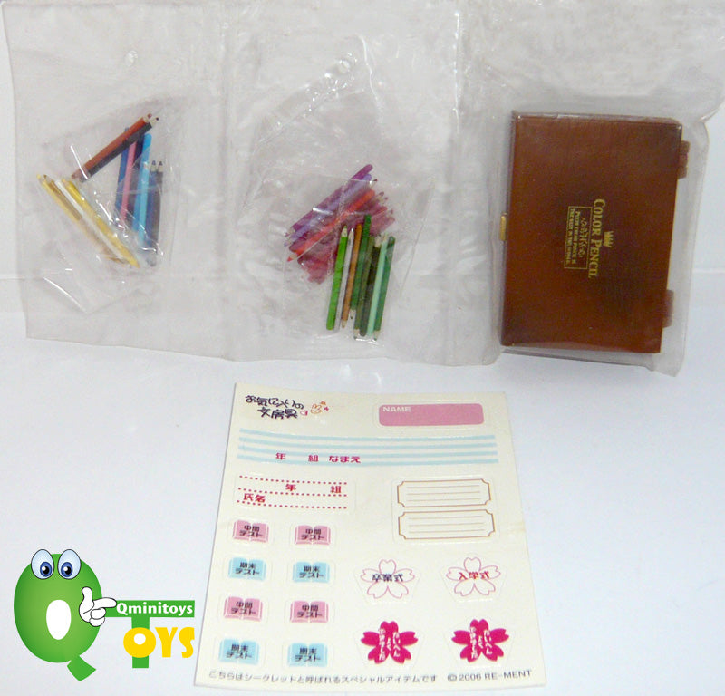 Rare 2006 Re-Ment Student Stationery Sp11 Secret - Wooden Pencil Box Set <Free Shipping>